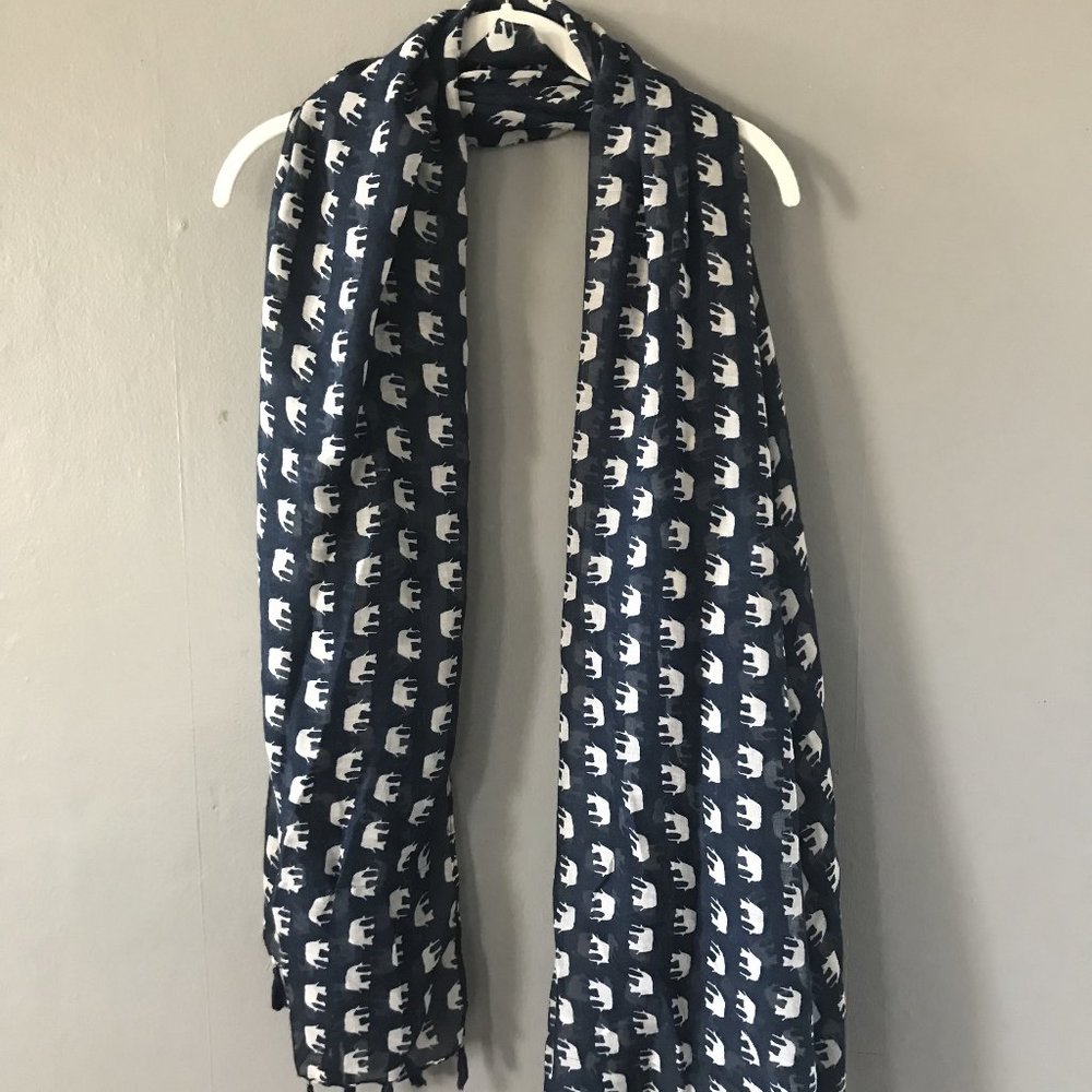 Blue & White Elephant Scarf